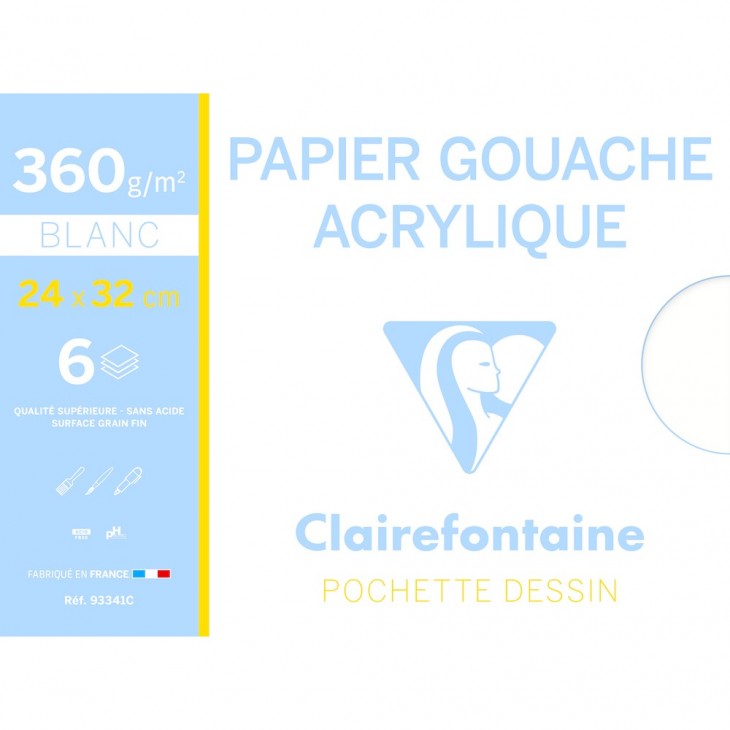 Gouache and acrylic envelope 24x32cm 6 sheets 360g.