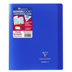 Koverbook cahier piqué 17x22cm 96 pages grands carreaux couverture polypropylène transparent Bleu marine._1