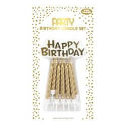 Set de 36 bougies pour gâteau - Or - 9,5 x 2 x 17,5 cm