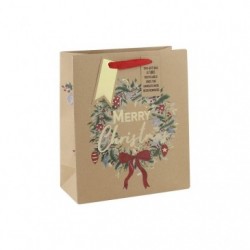 Kraft Couronne de Noël sac moyen 21,5x10,2x25,3 cm._1