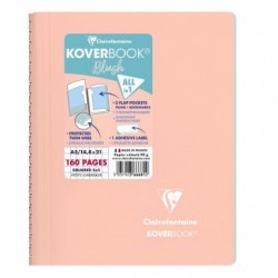 Carnet reliure intégrale enveloppante Koverbook Blush A5 160 pages petits carreaux couverture polypropylène opaque bicolore._1