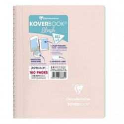 Carnet reliure intégrale enveloppante Koverbook Blush A5 160 pages petits carreaux couverture polypropylène opaque bicolore._1