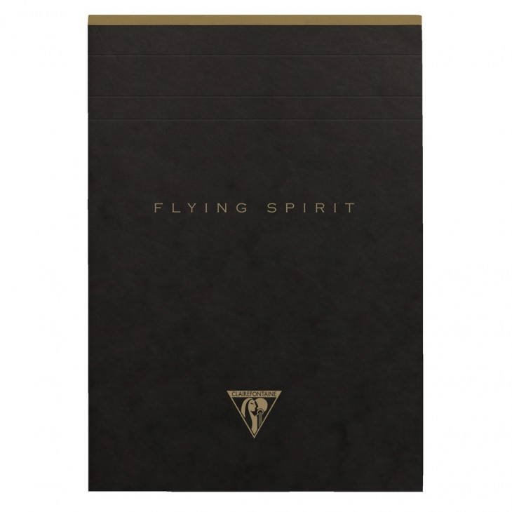 Bloc entoilé en-tête Flying Spirit Black A5 140 pages détachables ligné motifs assortis papier ivoire 90g.