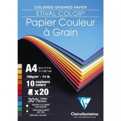 Clairefontaine Drawing coloured grained paper 160g 21x29.7cm 20sh ass.colours._1