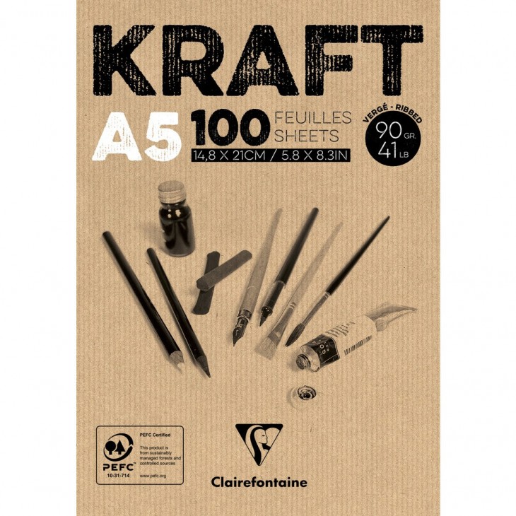 Kraft bloc collé 100F A5 90g.