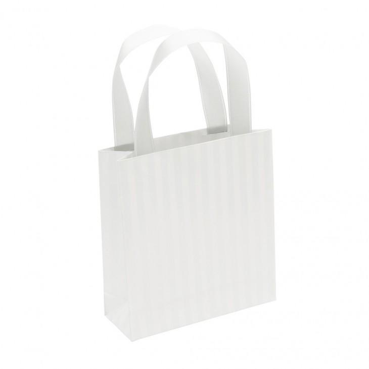 Premium Blanc, sac petit 12x4,5x13,5cm Rayures.