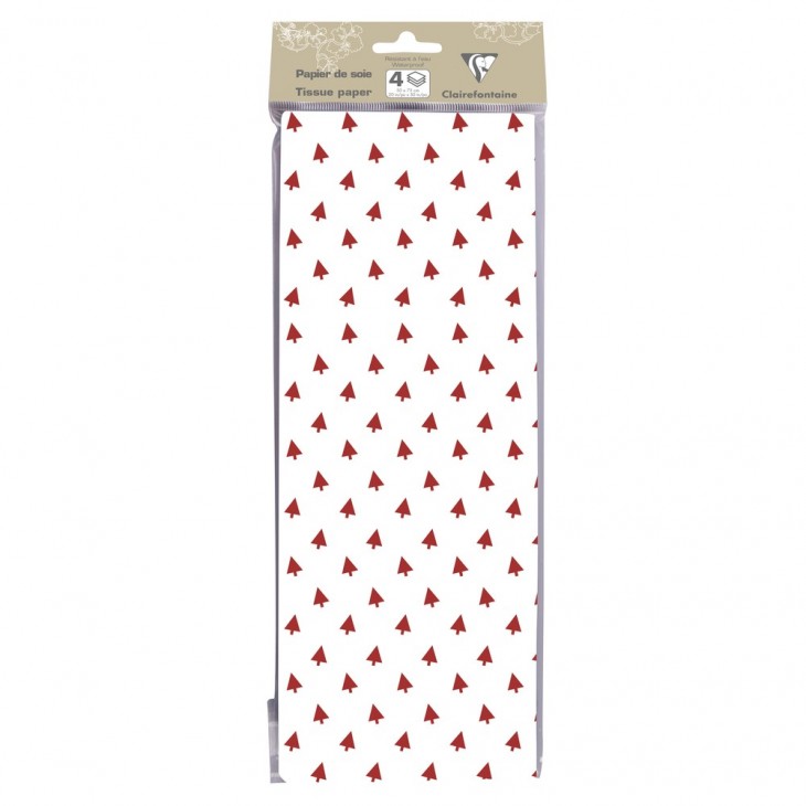 Sachet de papier de soie 4F pliées 50x70cm, Sapin rouges.