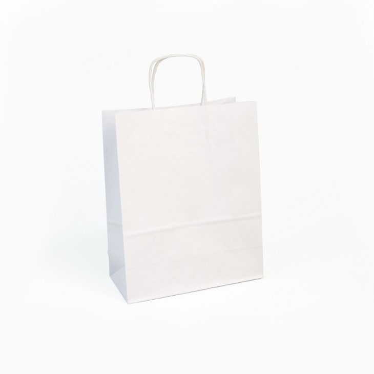 Paquet de 25 sacs kraft lisse 110g, 22x10x27cm, Blanc.