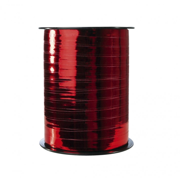 Bolduc bobine métallisée 250mx7mm, Rouge.