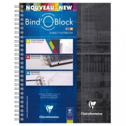 BindO Block cahier reliure intégrale A5+ 180 pages détachables perforé 6 trous petits carreaux + cadre en-tête Couleur aléatoire_1