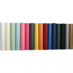 Coloured kraft roll 3x0.70m in display of 50 rolls assorted.