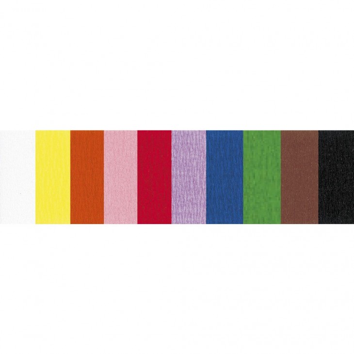 Clairefontaine Fireproofed Crepe Paper, 10 Shts, 2,50x0,50m, Assorted.