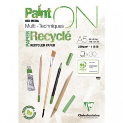 PaintON, Block A5 30 Blatt Recycling-Papier weiß 250g.