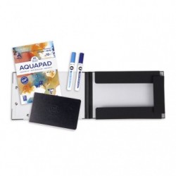 Clairefontaine/Molotow, COMPETENCE SET Aquarell, Zeichenmappe hellgrau mit 1 Aquapad A5, 1 CrokBook 17x11cm, 2 Aqua Color Brush._1