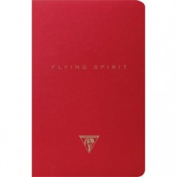 Flying Spirit Red carnet piqûre textile 11x17cm 96p ligné motifs assortis papier ivoire 90g.