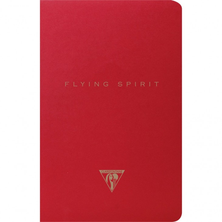 Flying Spirit Red carnet piqûre textile 11x17cm 96p ligné motifs assortis papier ivoire 90g.