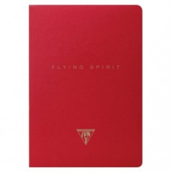Flying Spirit Red carnet piqûre textile 14,8x21cm 96p ligné motifs assortis papier ivoire 90g.
