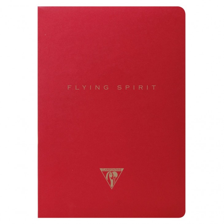 Flying Spirit Red carnet piqûre textile 14,8x21cm 96p ligné motifs assortis papier ivoire 90g.