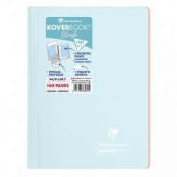 Cahier reliure intégrale enveloppante Koverbook Blush A4 160 pages grands carreaux couverture polypropylène opaque bicolore.