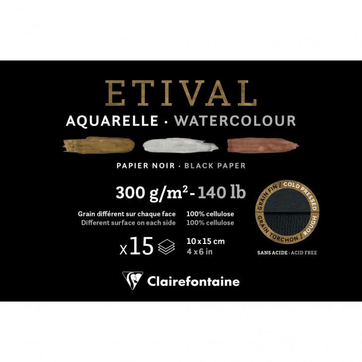 Clairefontaine Fontaine - bloc aquarelle - feuilles noires 100