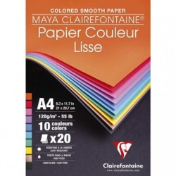 Clairefontaine assorted coloured paper A4 pad 120g 20 sheets 10 shades.