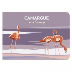 Carnet piqûre textile France 14,8x10,5 cm 48 pages uni visuel Camargue papier ivoire.