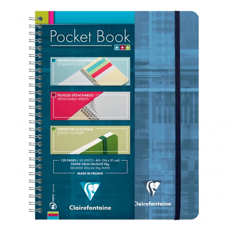 Clairefontaine Pocket Wirebound Book A5+ Lined.