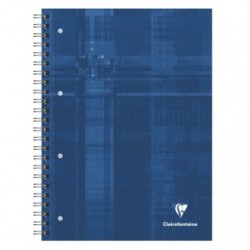 Clairefontaine BindO Block Wirebound Notebook, A4+, 80 Shts, 4 Holes Punched, Squared + Margin & Framed, Blue, 1 Pack of 5._1