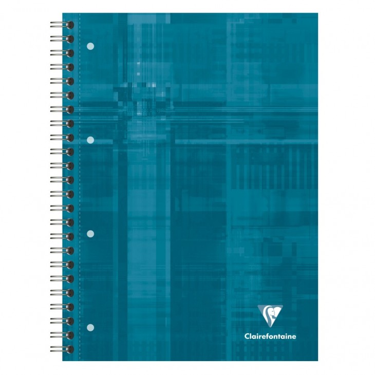 Clairefontaine BindO Block Wirebound Notebook, A4+, 120 Shts, 4 Holes Punched, Squared + Margin & Framed + 1 Pocket, 1 Pack of 5