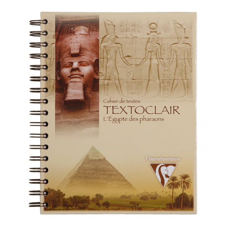 Cahier de textes Textoclair Egypte reliure intégrale 17x22cm 182 pages grands carreaux.