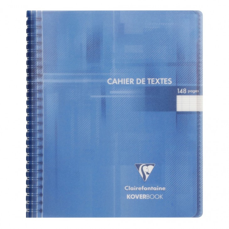 Koverbook cahier de textes reliure intégrale 17x22cm 148 pages grands carreaux couverture polypropylène Couleur aléatoire.