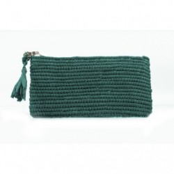 Clairefontaine Hedera Helix Raffia Collection Flat Teal Pencil Case._1