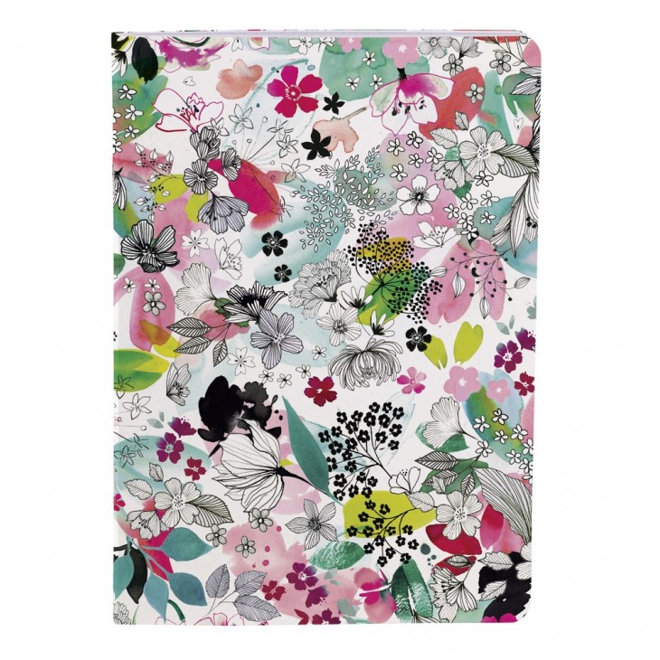Clairefontaine Blooming Stapled Notebook, A5 - 14,8x21cm, 48 Sheets, Lined, Assorted, 1 Pack of 9.
