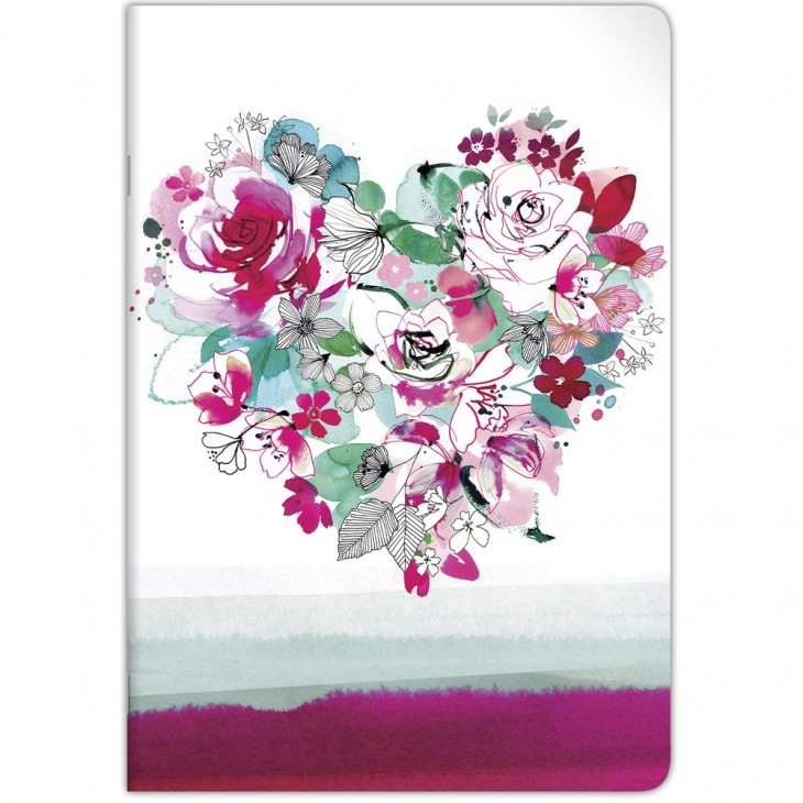 Clairefontaine Blooming Stapled Notebook, A4 - 21x29,7cm, 48 Sheets, Lined and Margin, Assorted, 1 Pack of 10.