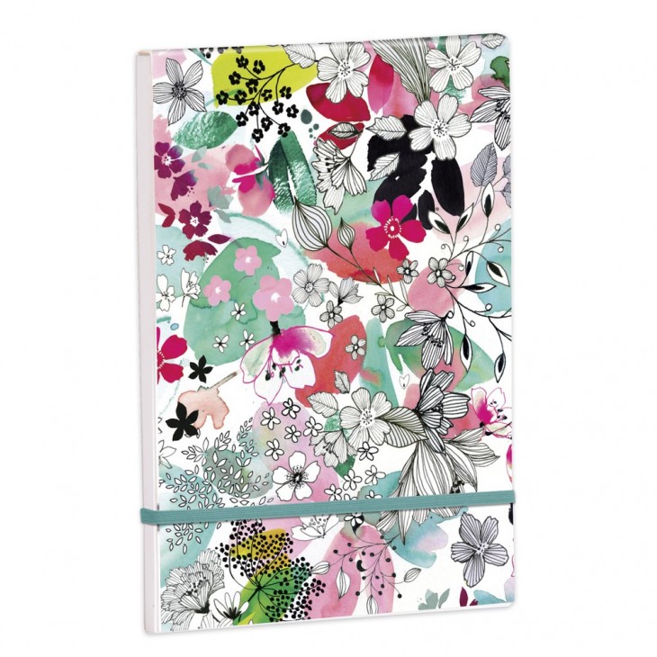 Clairefontaine Blooming Shopping Pad, 8x11,5cm, 50 Sheets, Plain, Elastic Closure, Assorted, 1 Pack of 12.