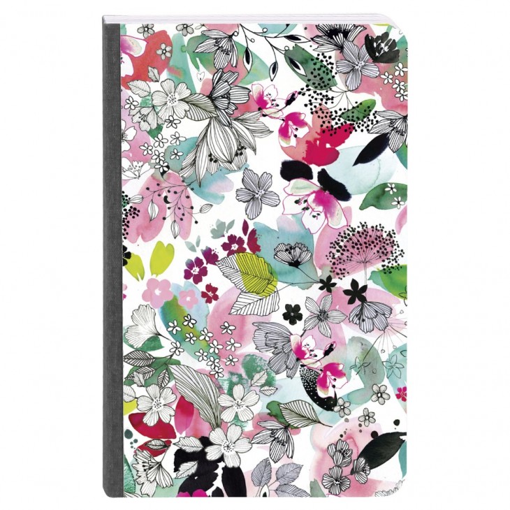 Clairefontaine Blooming, Clothbound Notebook, 9x14cm, 72 Sheets, Lined, Assorted, 1 Pack of 4.