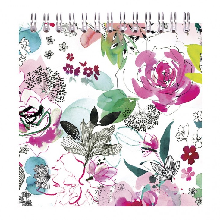 Clairefontaine Blooming Wirebound Notebook, 12x12cm, 50 Sheets, Plain, Assorted, 1 Pack of 6.