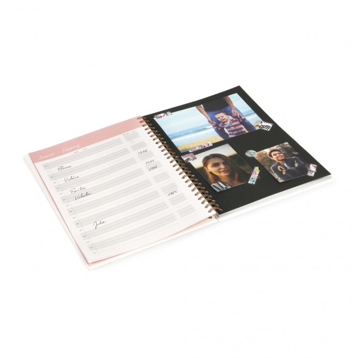 Clairefontaine Blooming Wirebound Birthday Calendar Notebook, A5 - 14 ,8x21cm, 39 Sheets, 1 Pack of 5.