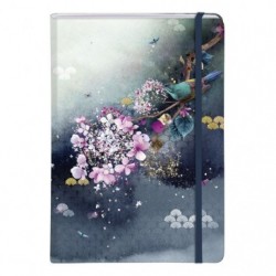 Sakura dream, Cahier rembordé rigide, A5 - 14,8 x 21 cm, 160 pages, ligné, fermeture à élastique, simili cuir._1