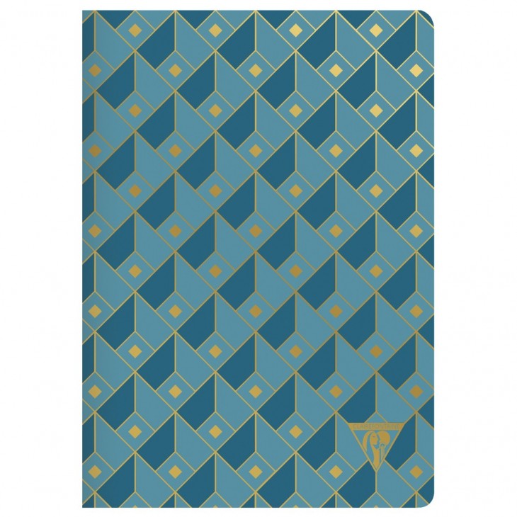 Carnet piqûre textile Neo Deco Collection Mi-Saison A5 96 pages ligné motif Cubes papier ivoire.
