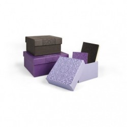 Aïda, Set of 3 Nested Squared Boxes, 25x25x12cm, 20x20x11cm, 16x16x10cm, Leatherette Embossed Designs._1