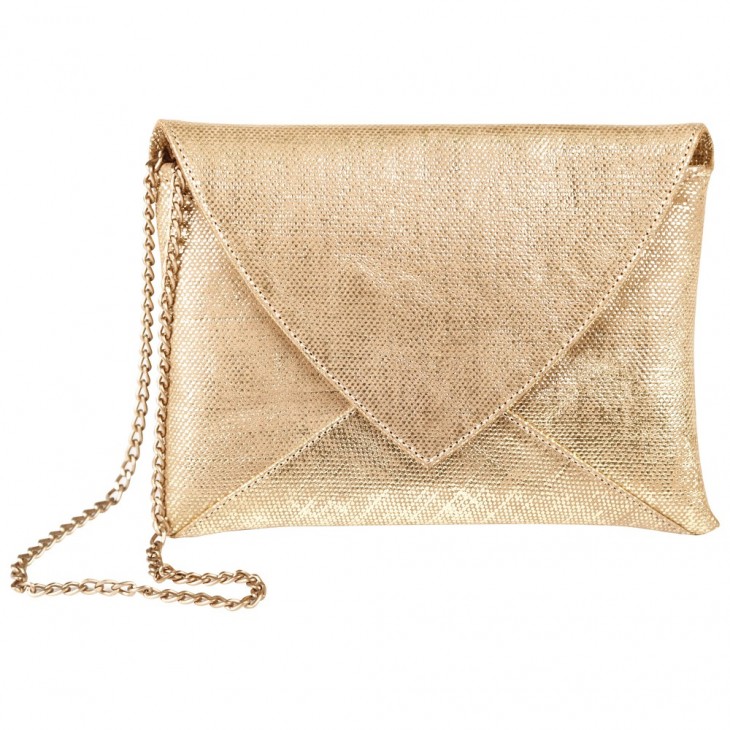 KLEO-PATHRA LEATHER Pouch with chain 20x14 cm Gold.