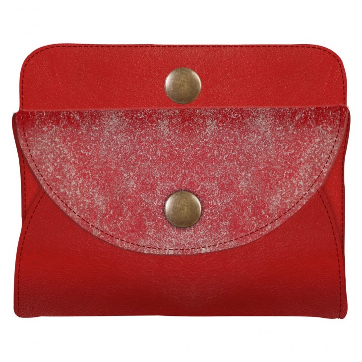 RUBY SUEDE Coinpurse 11x1,5x9,5 cm Shiny red.