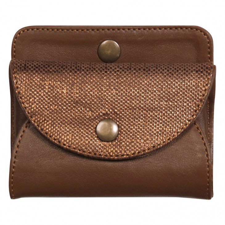 Lawrence LEATHER Coinpurse 11,5x2x9,5 cm Camel + bronze.