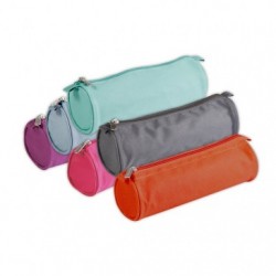 Clairefontaine BASIC Round Pencil Case, Ø7x22cm, 6 Colours Assorted, 1 Pack of 6._1