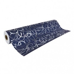 Premium 80g, 50x0,70m Arabesque argent fond bleu.