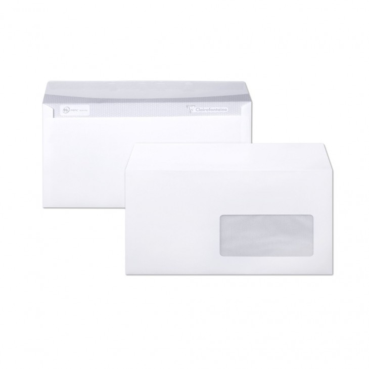 Adheclair 110x220mm 80gsm envelope with window 45x100mm.