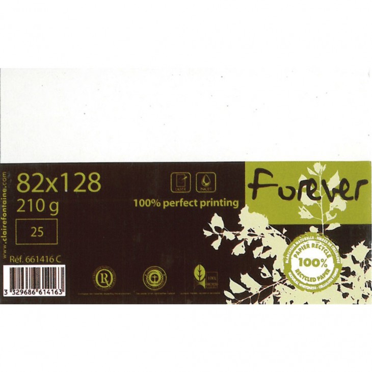 Forever 82x128mm 210gsm card packed 25s.