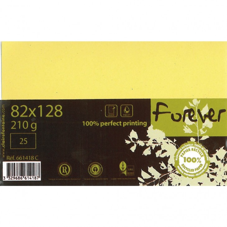 Forever 82x128mm 210gsm card packed 25s.