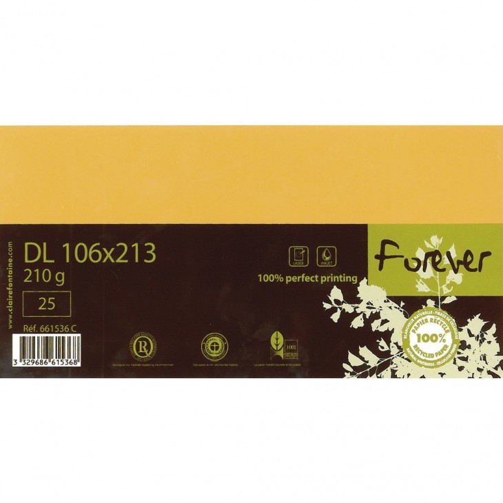Forever 106x213mm 210gsm card packed 25s.